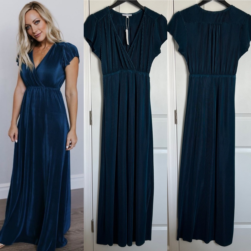NWT Baltic Born Athena Teal Pleated Maxi Dress